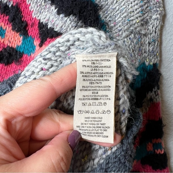 Free People Heart You Gray Wool Blend XOXO Women’s Chunky Cropped Sweater Sz S - Picture 6 of 11